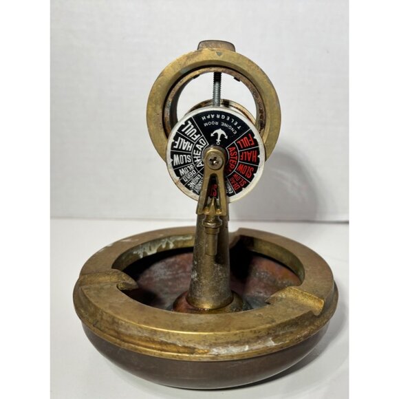 3 Vintage Nautical Brass Maritime Desk Office Ashtrays Compass Telegraph AS IS - Picture 8 of 10